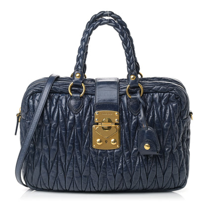 Miu Miu Nappa Matelasse Satchel Bleuette 1 of 11