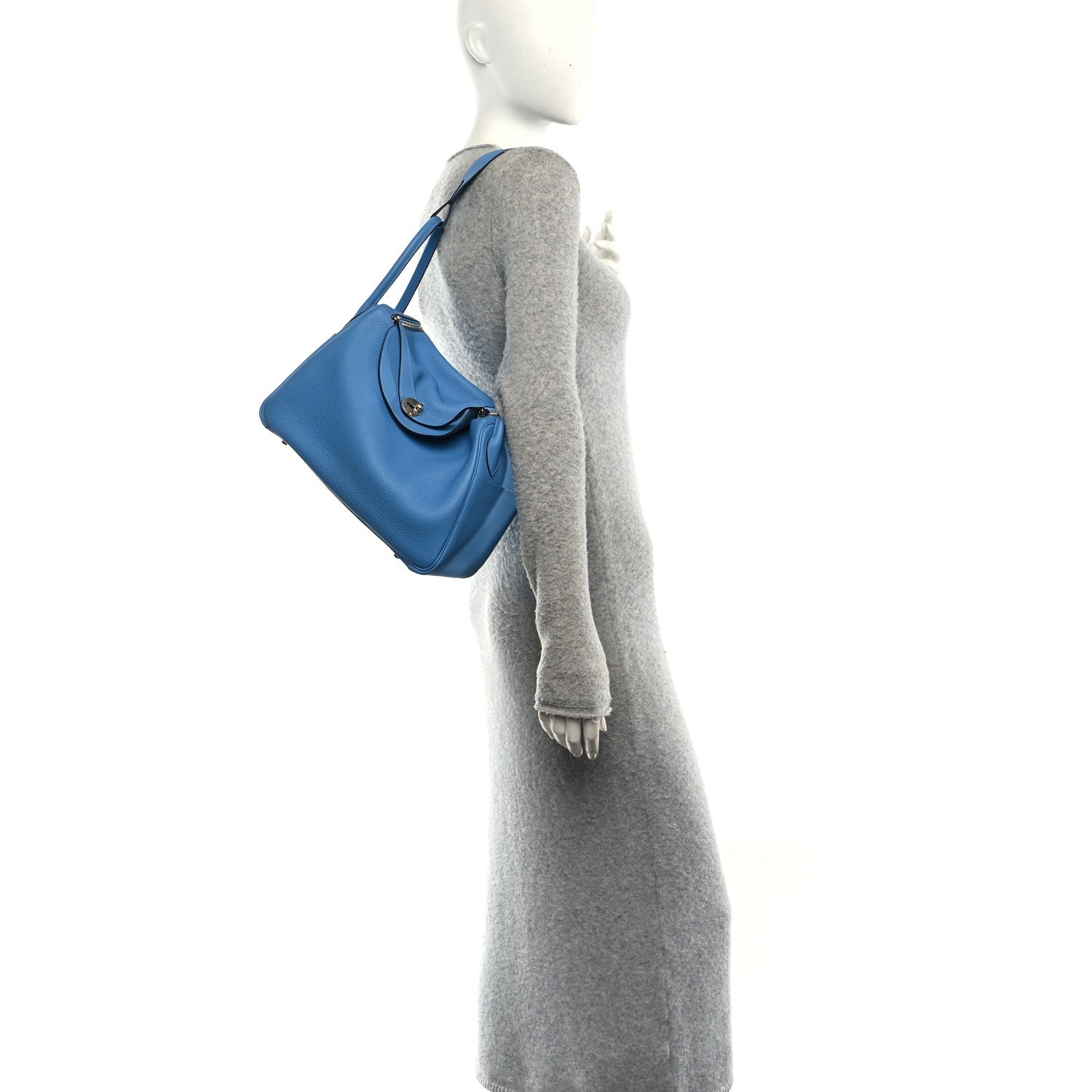 Hermes Taurillon Clemence Lindy 30 Bleu Paradis 2 of 10