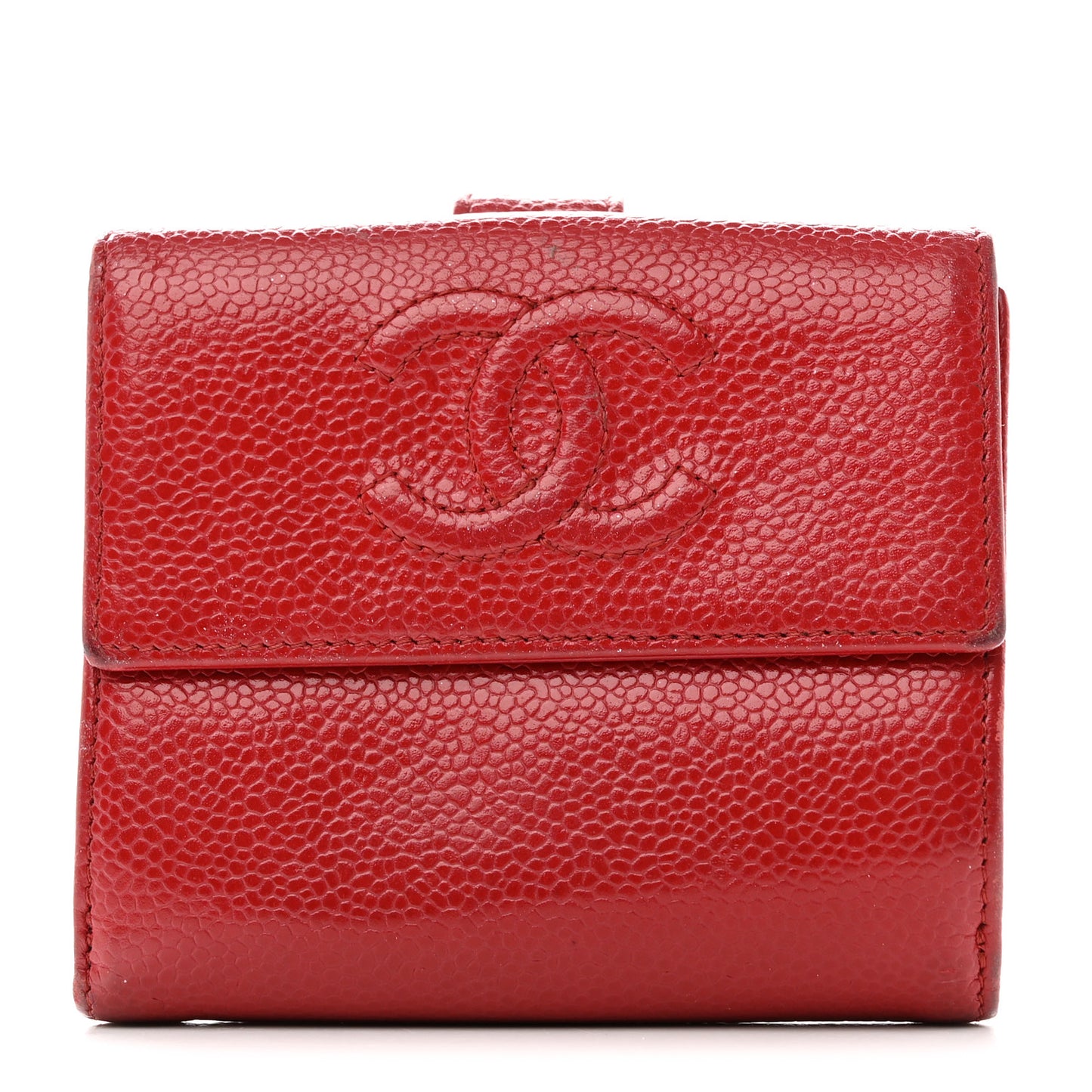 Caviar Timeless CC Compact Flap Wallet Dark Red