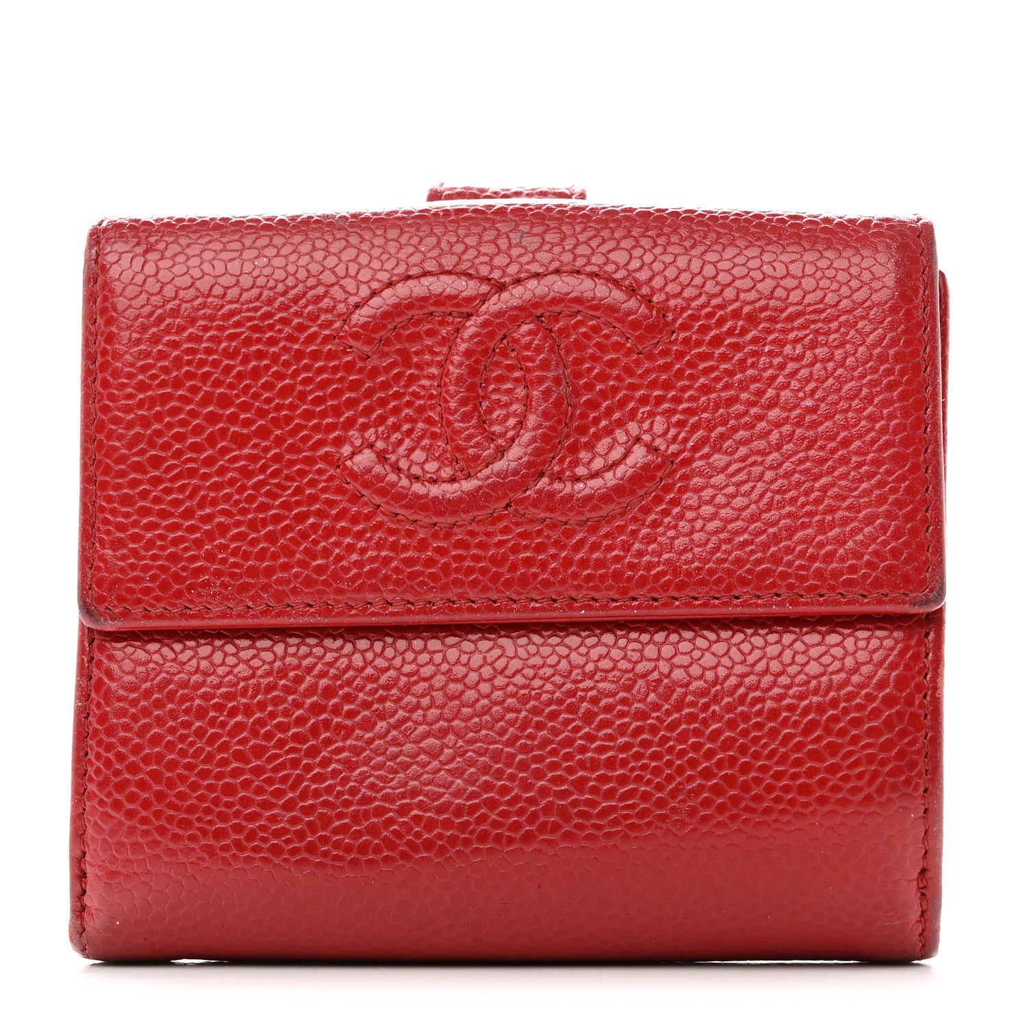 Chanel Caviar Timeless CC Compact Flap Wallet Dark Red 1 of 14