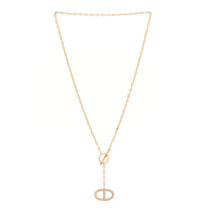Hermes 18K Rose Gold Diamond GM Chaine D'Ancre Contour Pendant Necklace ST 3 of 6