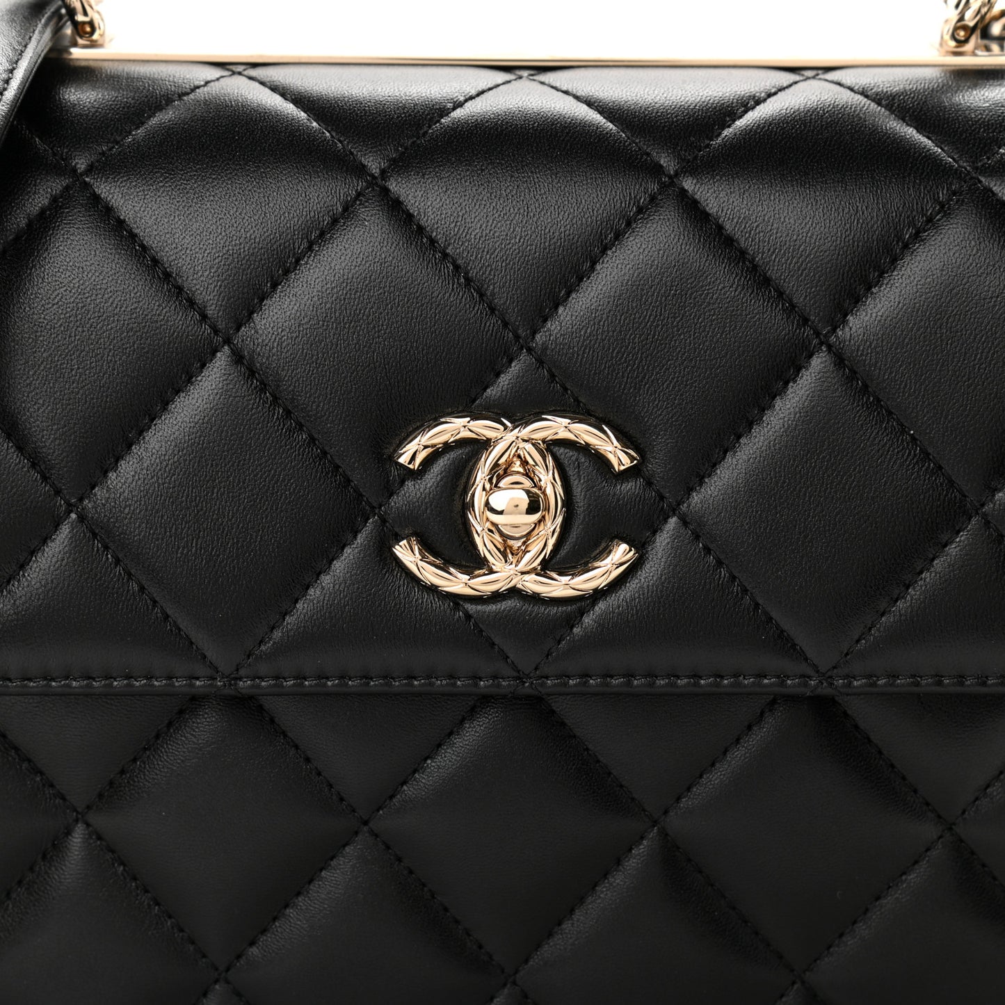 Lambskin Quilted Small Trendy CC Dual Handle Flap Bag Black