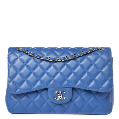 Chanel Lambskin Quilted Jumbo Double Flap Blue 1 of 10