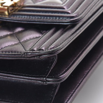 Chanel Iridescent Calfskin Quilted North South Boy Flap Black 10 of 14