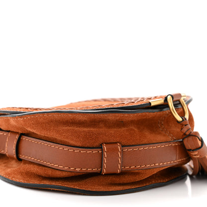 Chloe Suede Calfskin Braided Mini Marcie Round Crossbody Bag Caramel 9 of 10