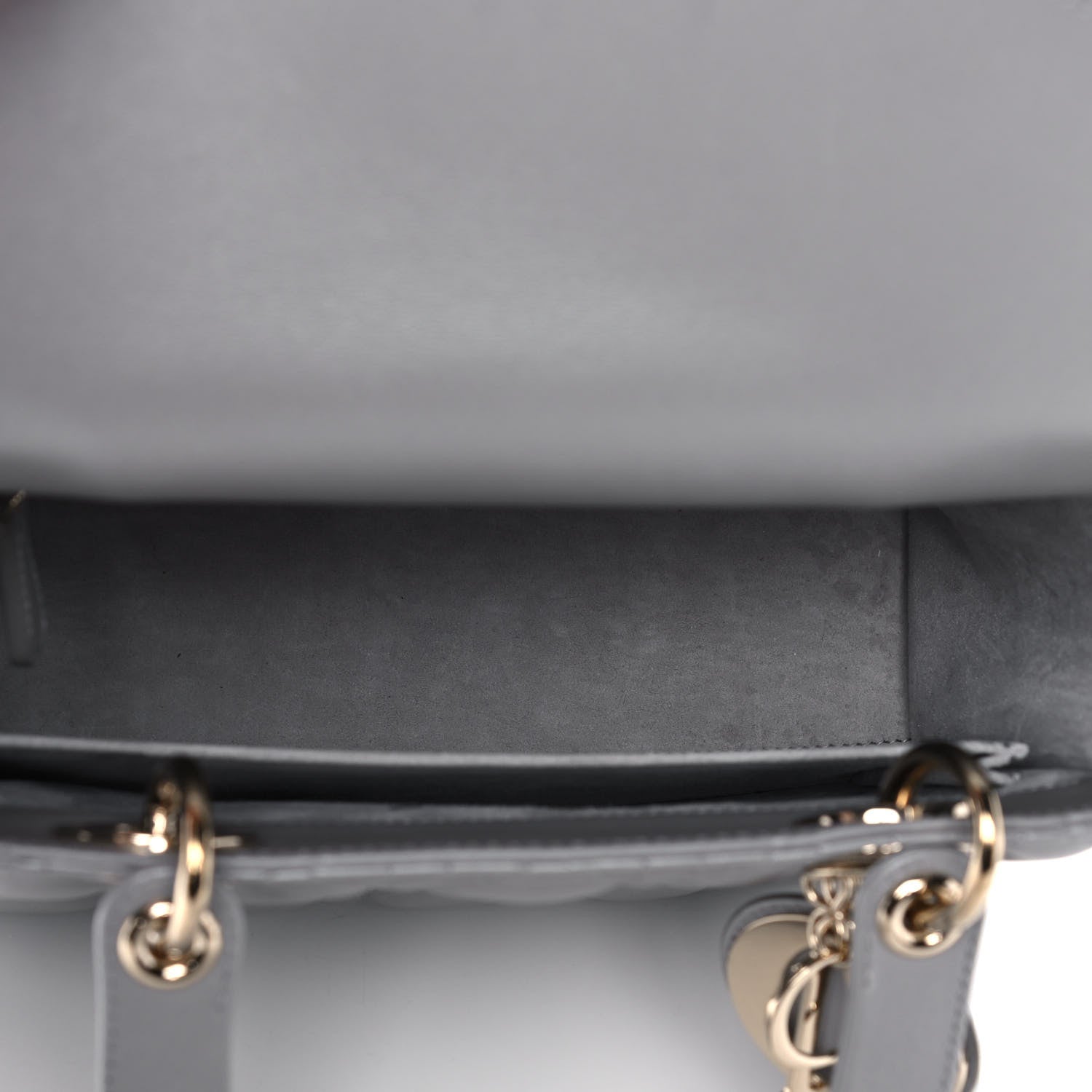 Christian Dior Pearly Lambskin Cannage Medium Lady Dior Grey 4 of 14