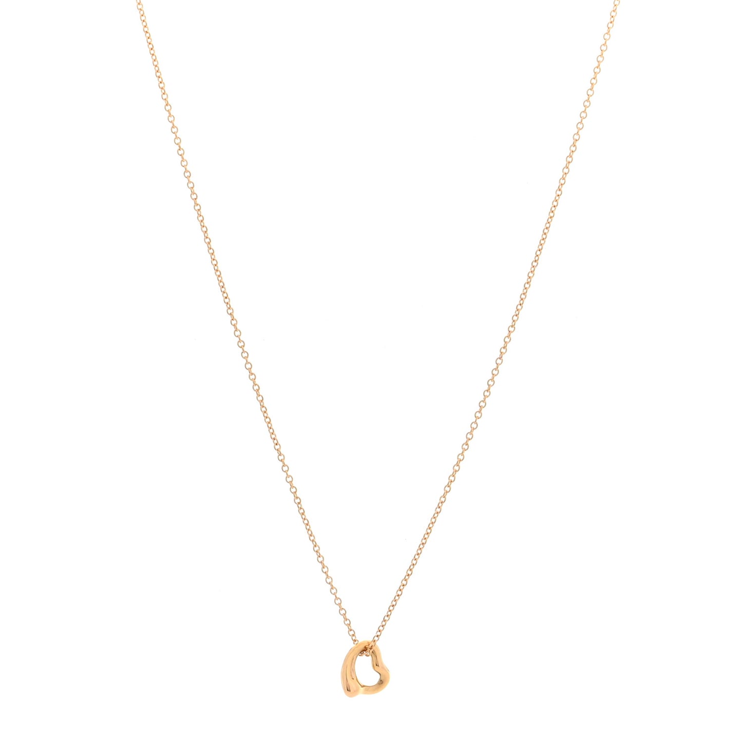 18K Rose Gold 7mm Elsa Peretti Open Heart Pendant Necklace