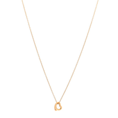 Tiffany 18K Rose Gold 7mm Elsa Peretti Open Heart Pendant Necklace 1 of 5