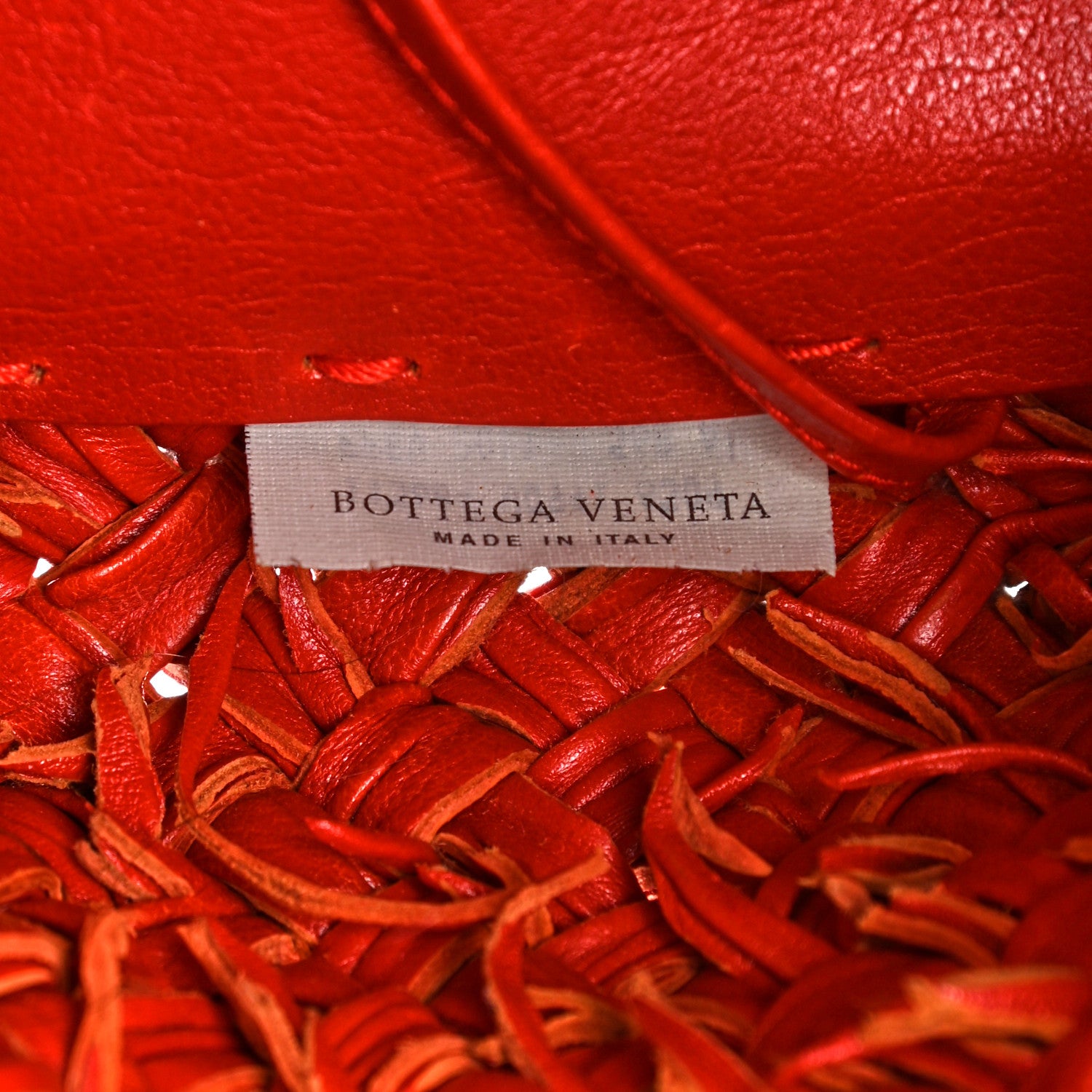 Bottega Veneta Chevre Intrecciato Fringe Netted Medium Cabat Tote Red 7 of 13