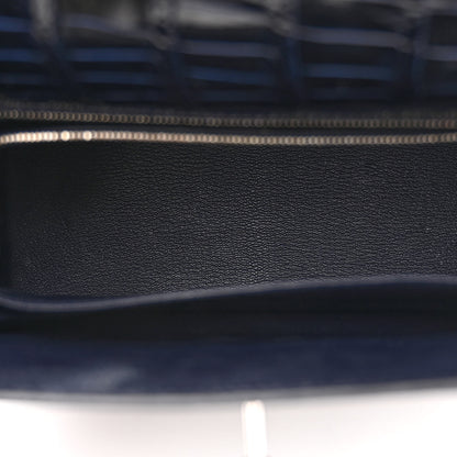 Hermes Shiny Porosus Crocodile Kelly Sellier 25 Bleu Marine 5 of 11