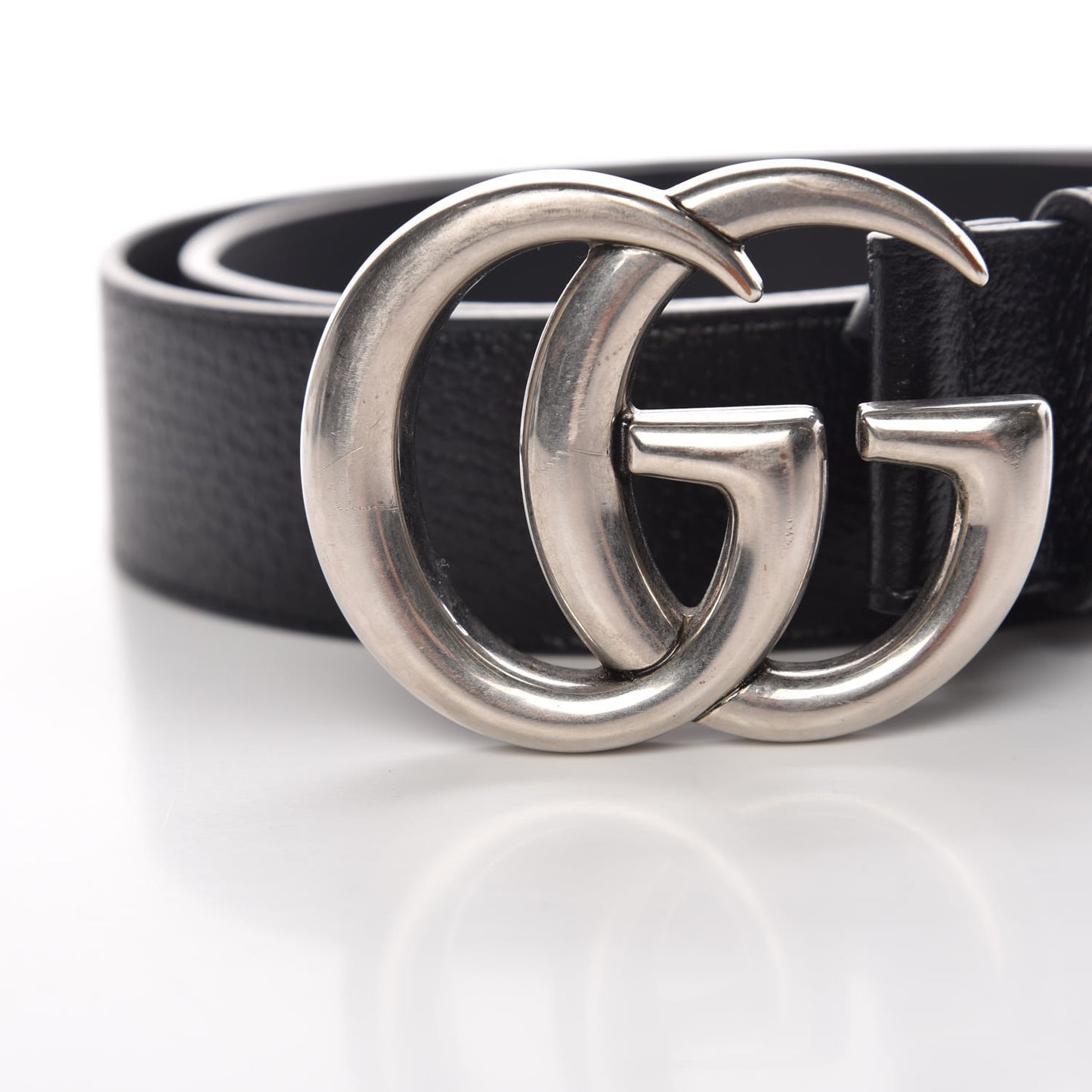 Textured Dollar Calfskin Nickel Double G 40mm Belt 90 36 Black