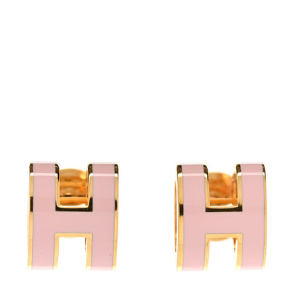 Hermes Rose Gold Lacquered Mini Pop H Earrings Rose Sakura 1 of 6