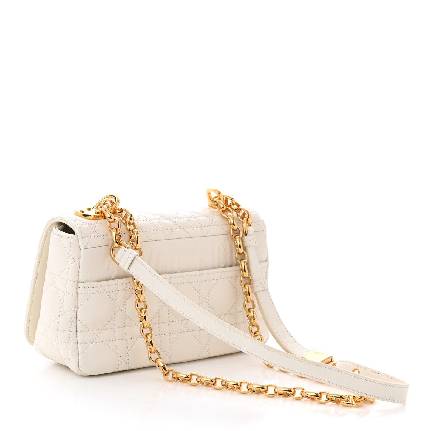 Calfskin Cannage Small Caro Bag Ivory