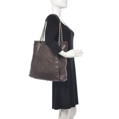 Chanel Caviar Large CC Tuck Tote Brown 2 of 12