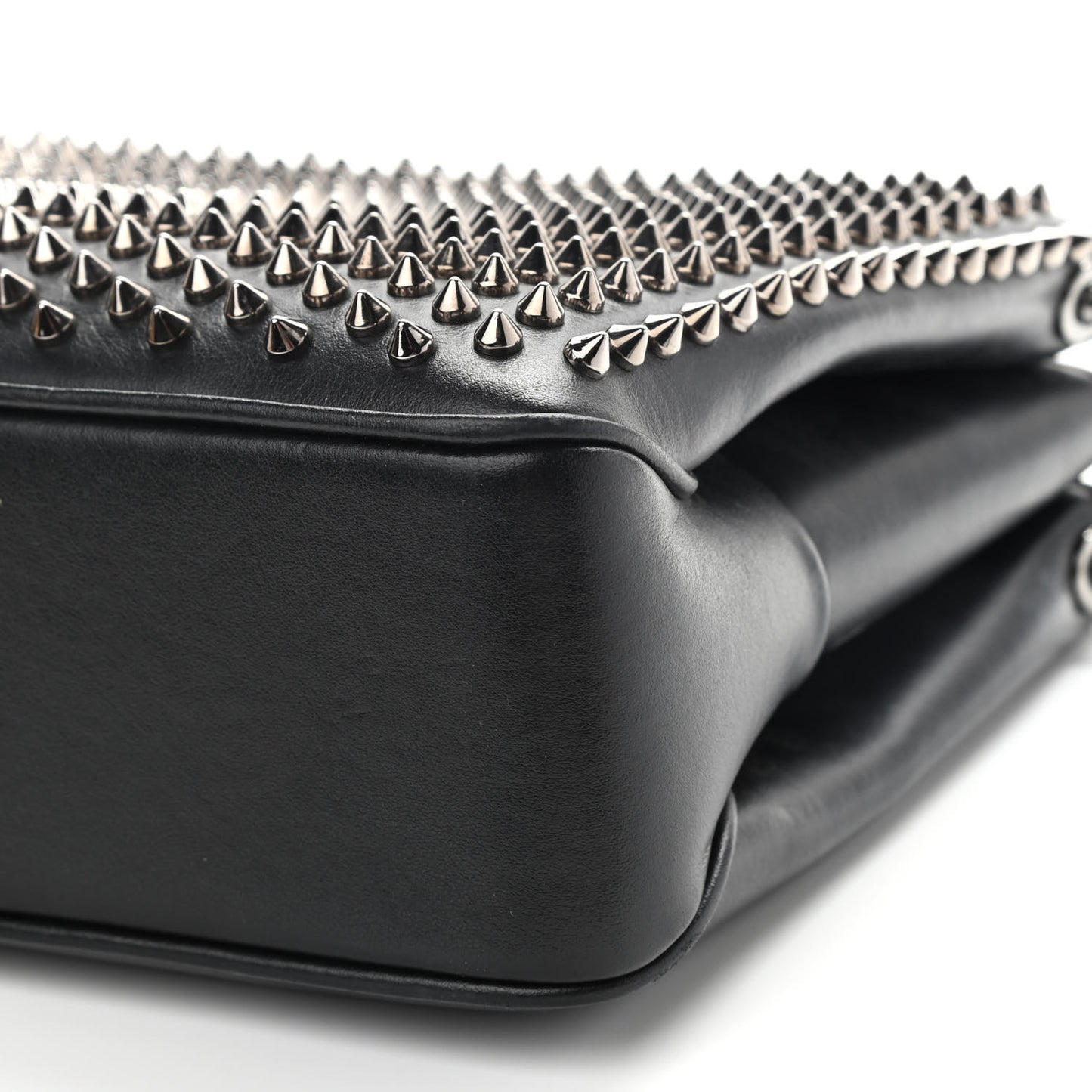Calfskin Small Triloubi Paris Spikes Chain Bag Black
