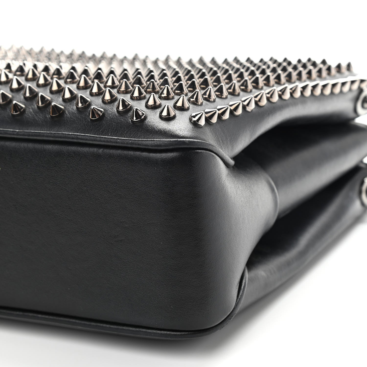 Christian Louboutin Calfskin Small Triloubi Paris Spikes Chain Bag Black 8 of 9
