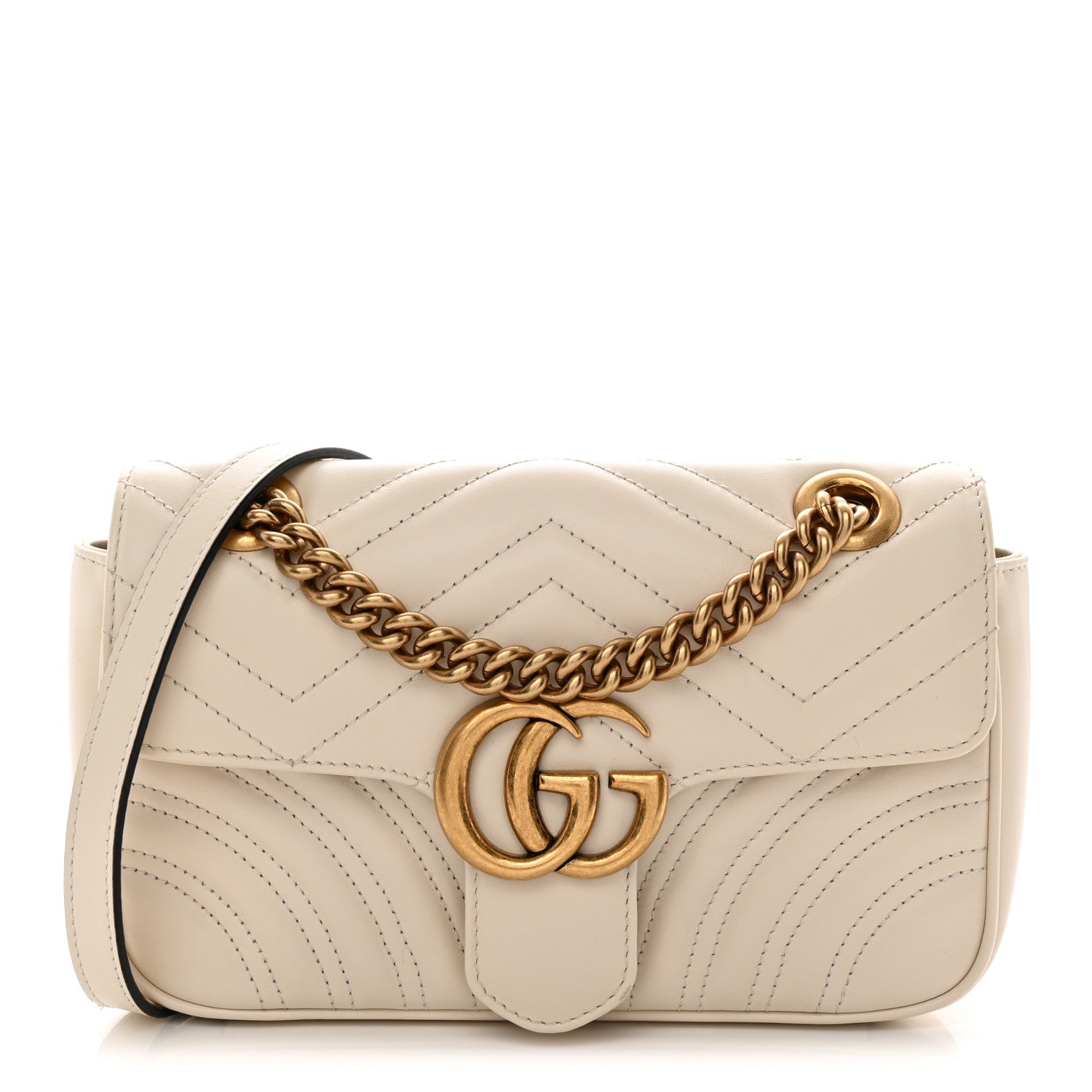 Gucci Calfskin Matelasse Mini GG Marmont Shoulder Bag White 1 of 12