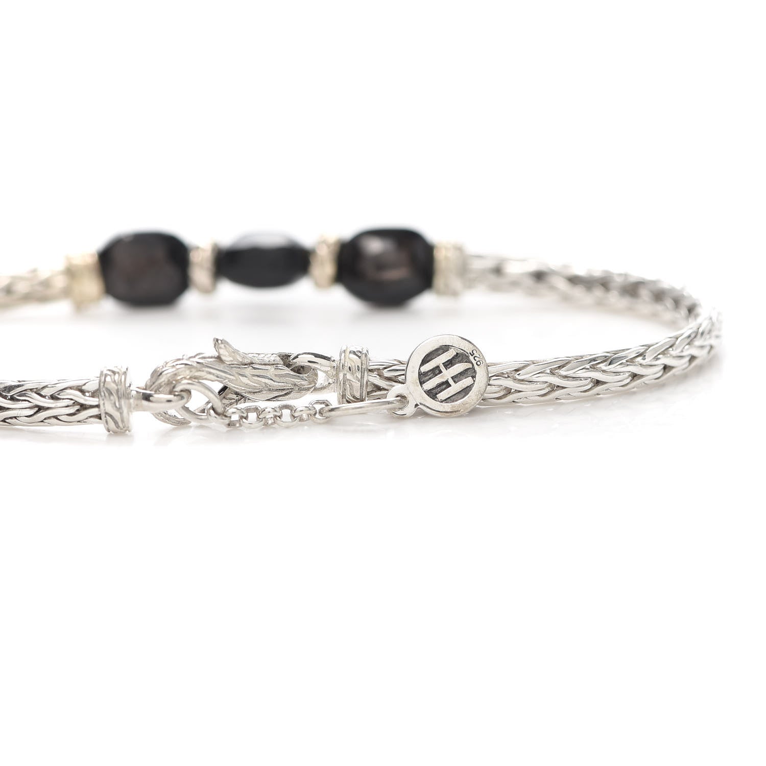 John Hardy Sterling Silver Black Onyx Slim Classic Chain 3 Bead Bracelet 5 of 5