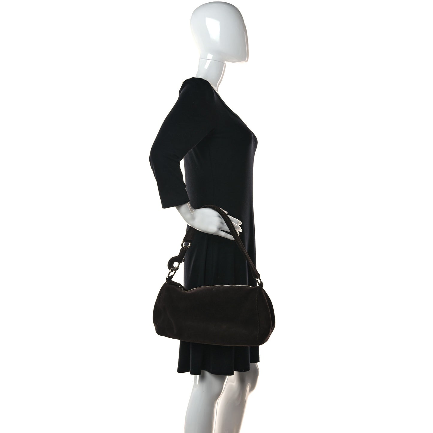 Suede Shoulder Bag Dark Brown