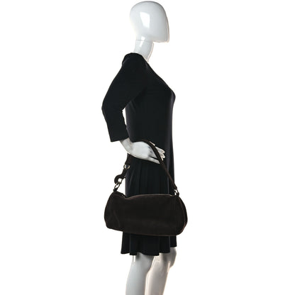Prada Suede Shoulder Bag Dark Brown 2 of 11