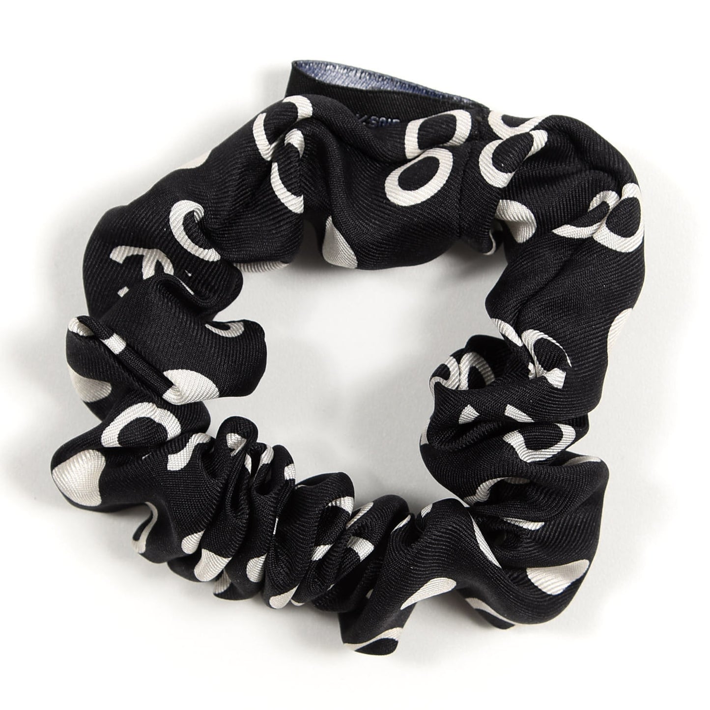 Silk CC Twilly Hair Tie Black White