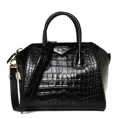 Givenchy Calfskin Crocodile Embossed Small Antigona Black 1 of 12