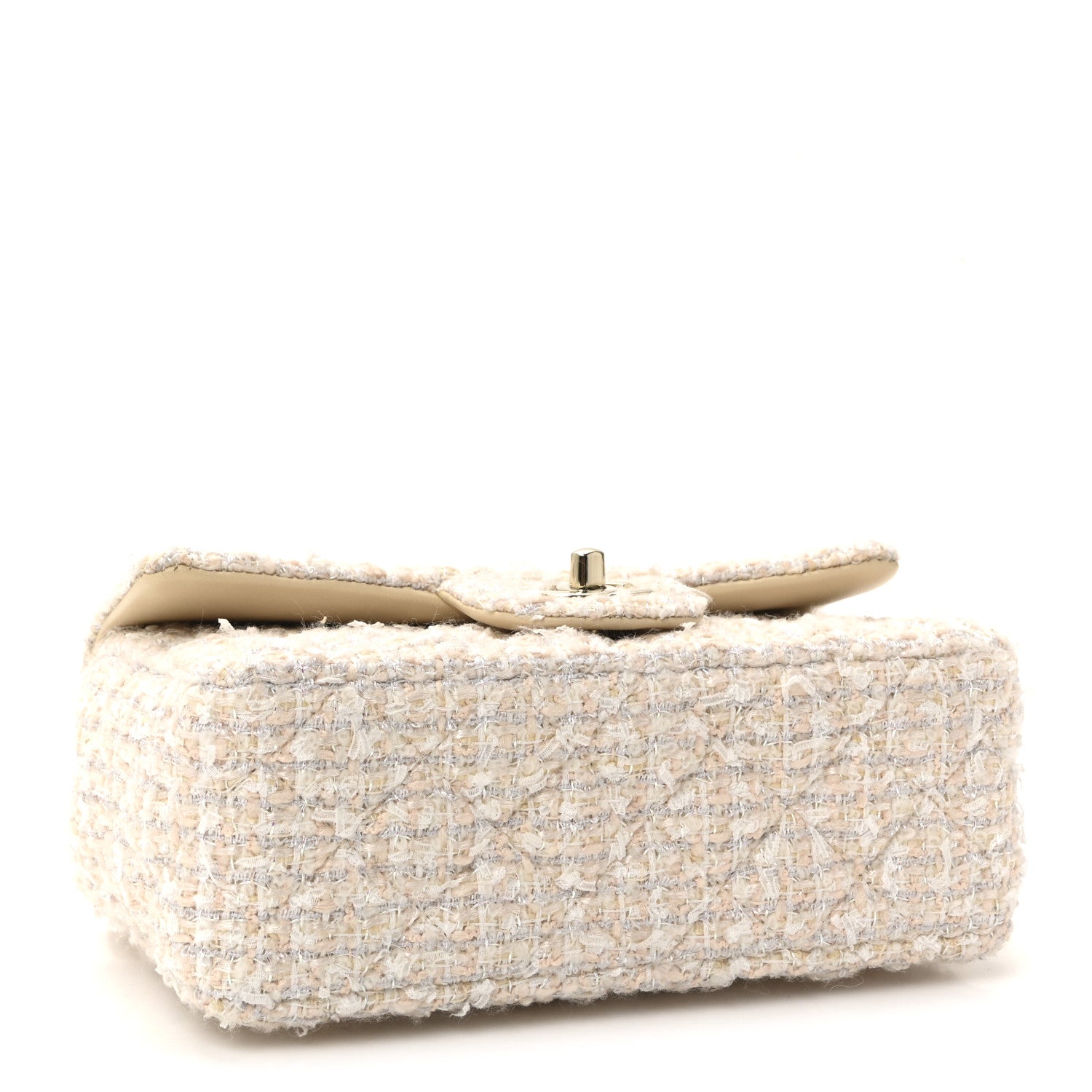 Chanel Tweed Quilted Mini Rectangular Flap Off White 4 of 9