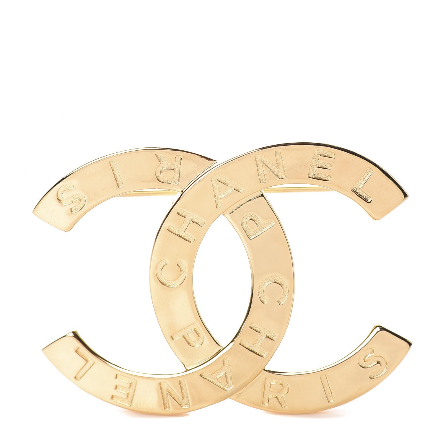 Chanel Metal Paris Button CC Large Brooch Gold 1 of 5