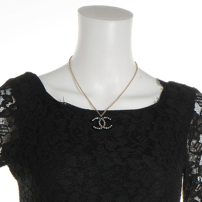 Chanel Resin Baguette Crystal CC Necklace Black 2 of 6