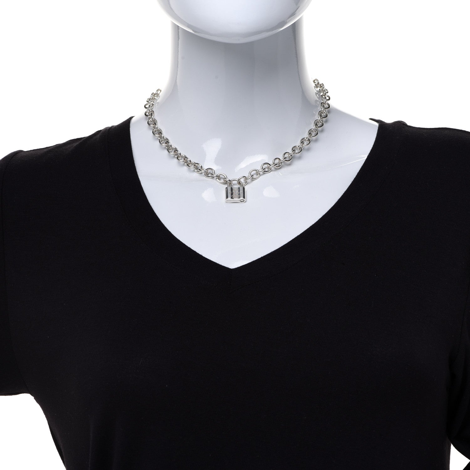 Tiffany Sterling Silver 1837 Lock Charm Necklace 2 of 5