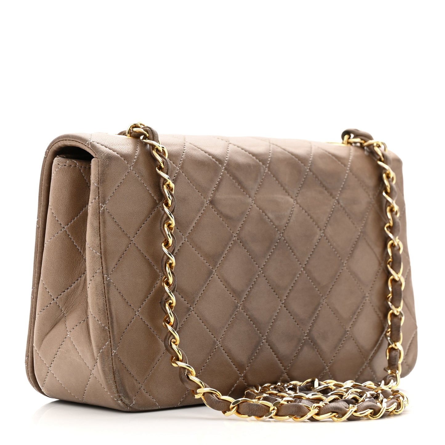 Lambskin Quilted Medium Single Flap Beige