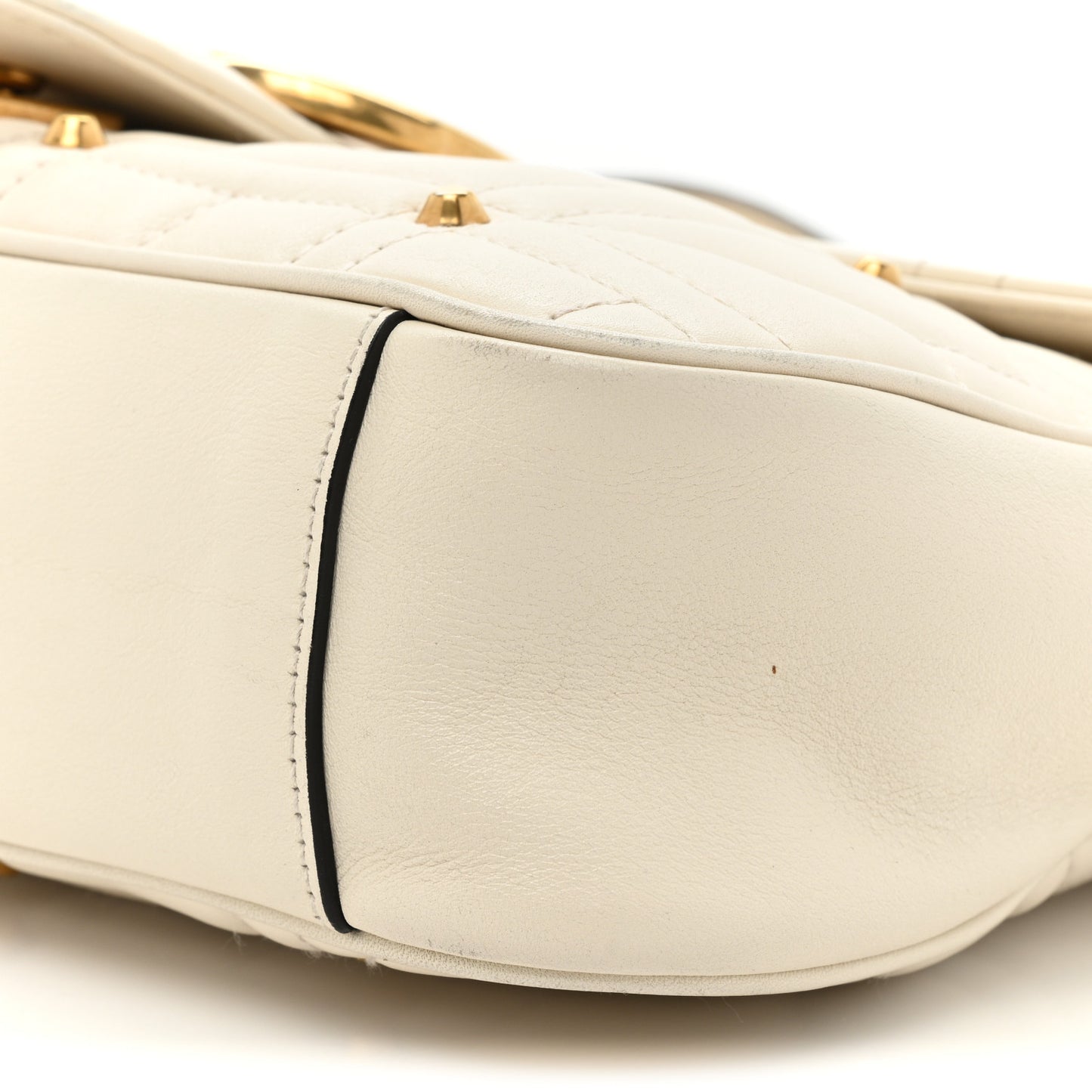 Calfskin Matelasse Studded Medium GG Marmont Shoulder Bag White