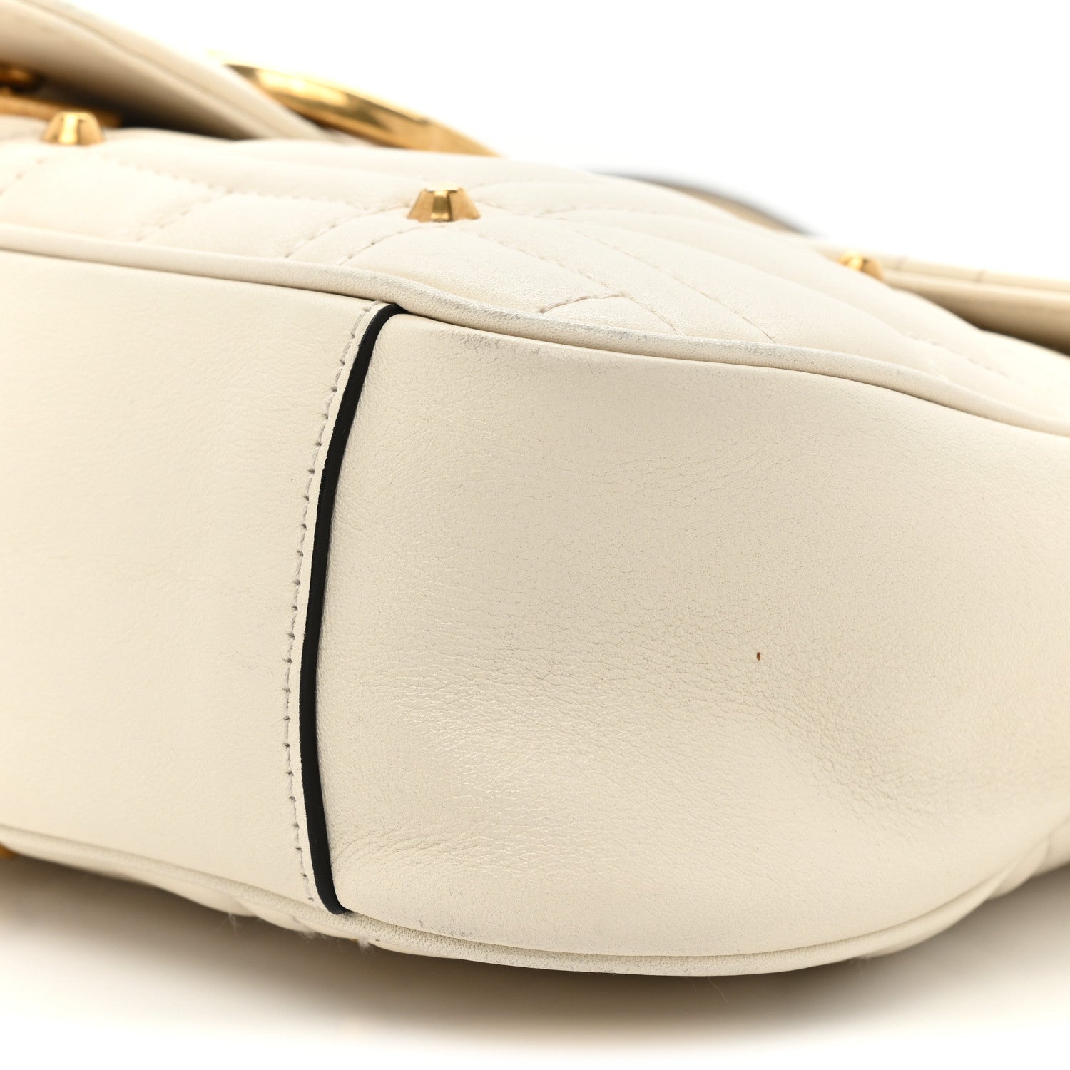 Gucci Calfskin Matelasse Studded Medium GG Marmont Shoulder Bag White 8 of 19