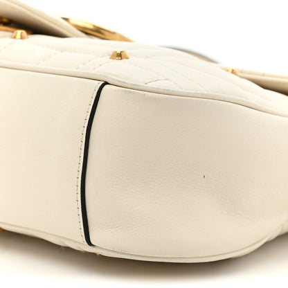Gucci Calfskin Matelasse Studded Medium GG Marmont Shoulder Bag White 8 of 19