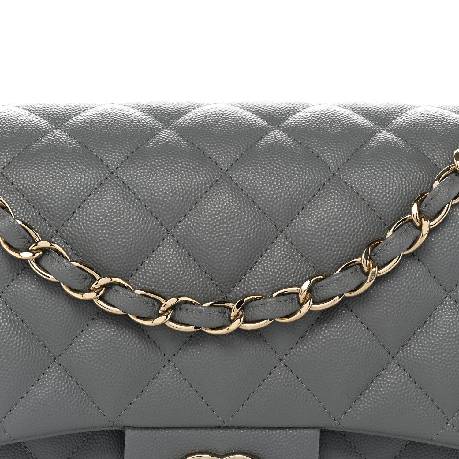 Chanel Caviar Quilted Jumbo Double Flap Grey 8 of 11