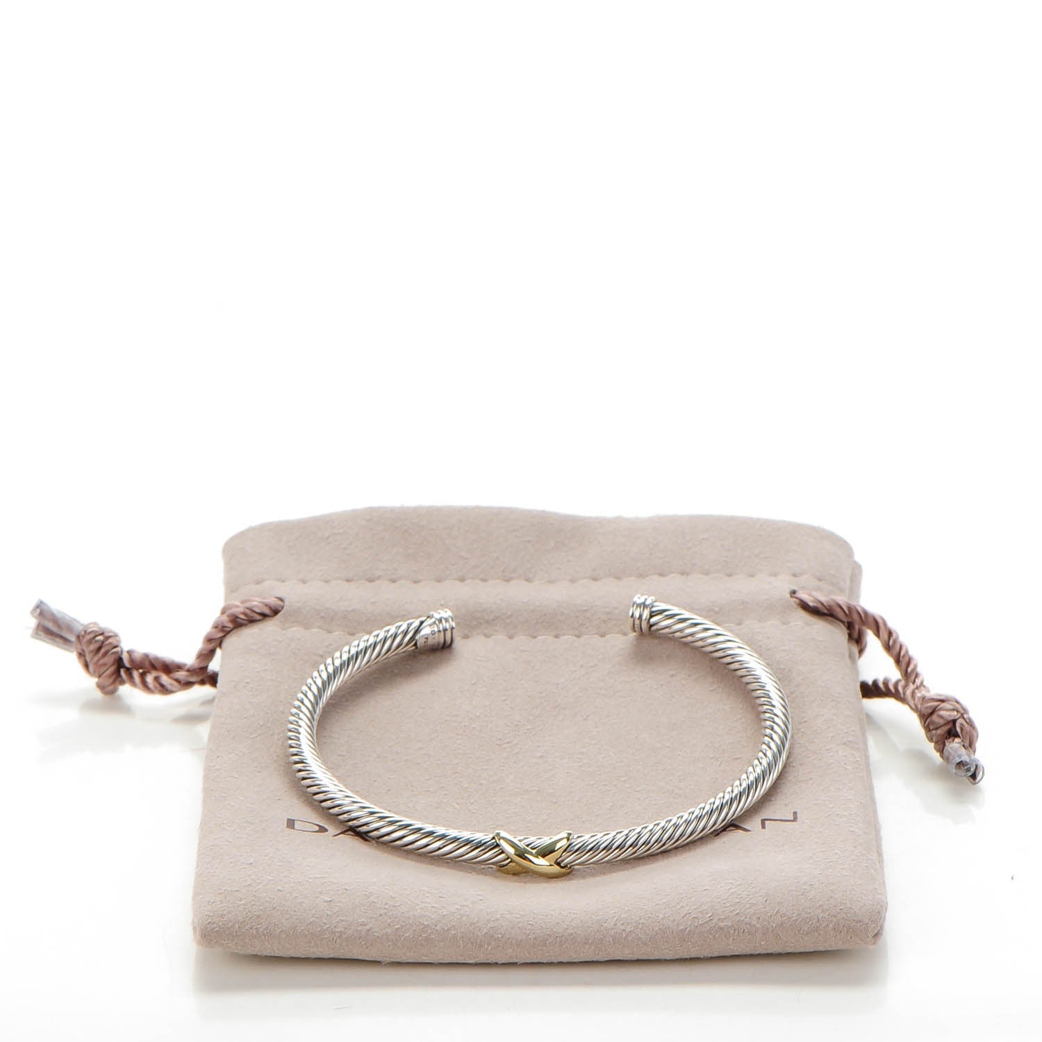 David Yurman Sterling Silver 18K Yellow Gold 4mm X Station Cable Bracelet 6 of 6