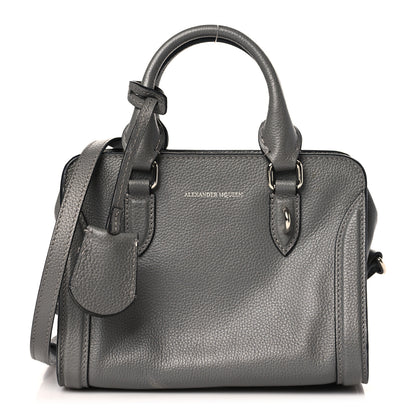 Alexander McQueen Pebbled Calfskin Mini Skull Padlock Zip Around Tote Grey 1 of 8