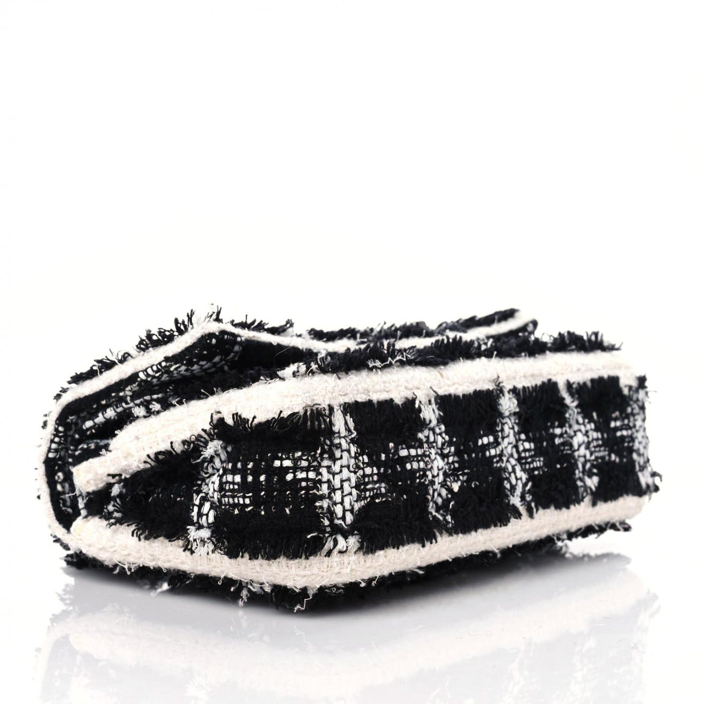 Tweed Quilted Tartan Medium Double Flap Black White