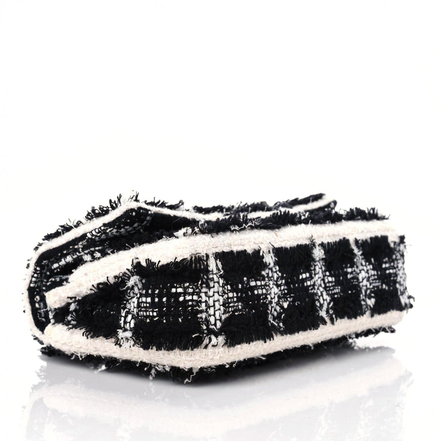 Chanel Tweed Quilted Tartan Medium Double Flap Black White 3 of 10