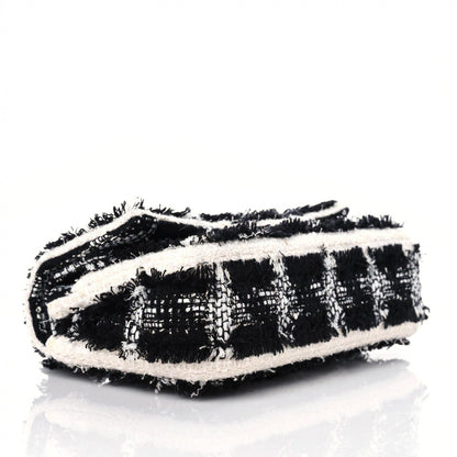 Chanel Tweed Quilted Tartan Medium Double Flap Black White 3 of 10