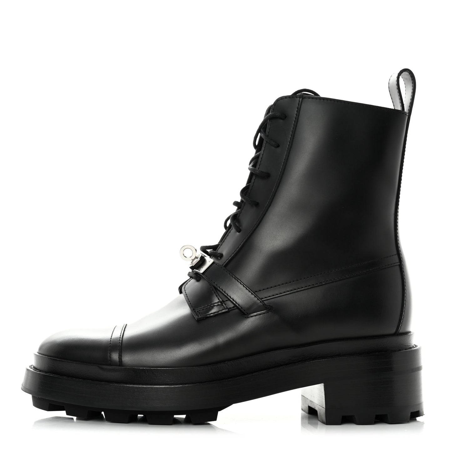 Glossed Calfskin Funk Ankle Boots 37 Black