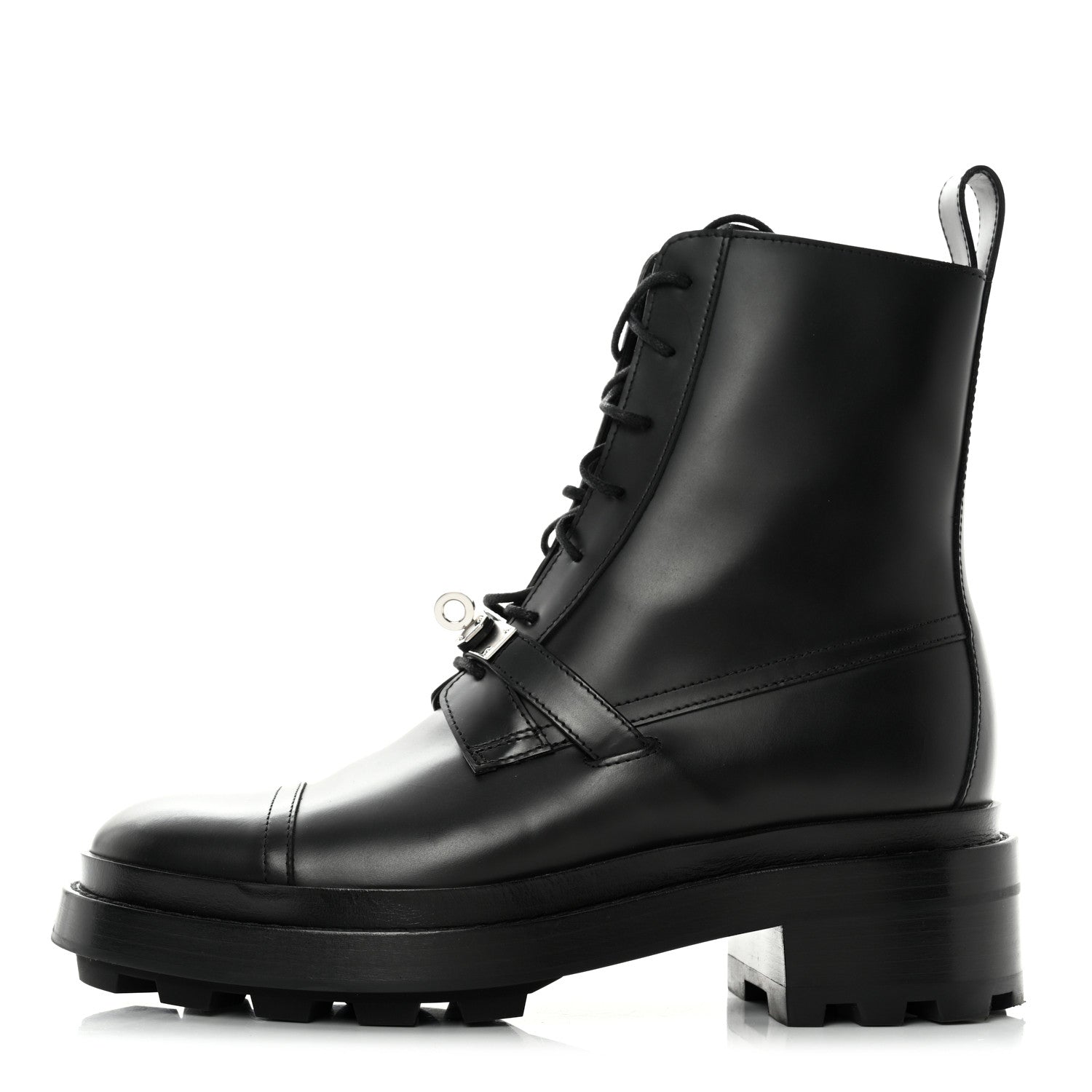 Hermes Glossed Calfskin Funk Ankle Boots 37 Black 1 of 8