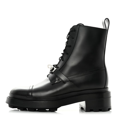 Hermes Glossed Calfskin Funk Ankle Boots 37 Black 1 of 8