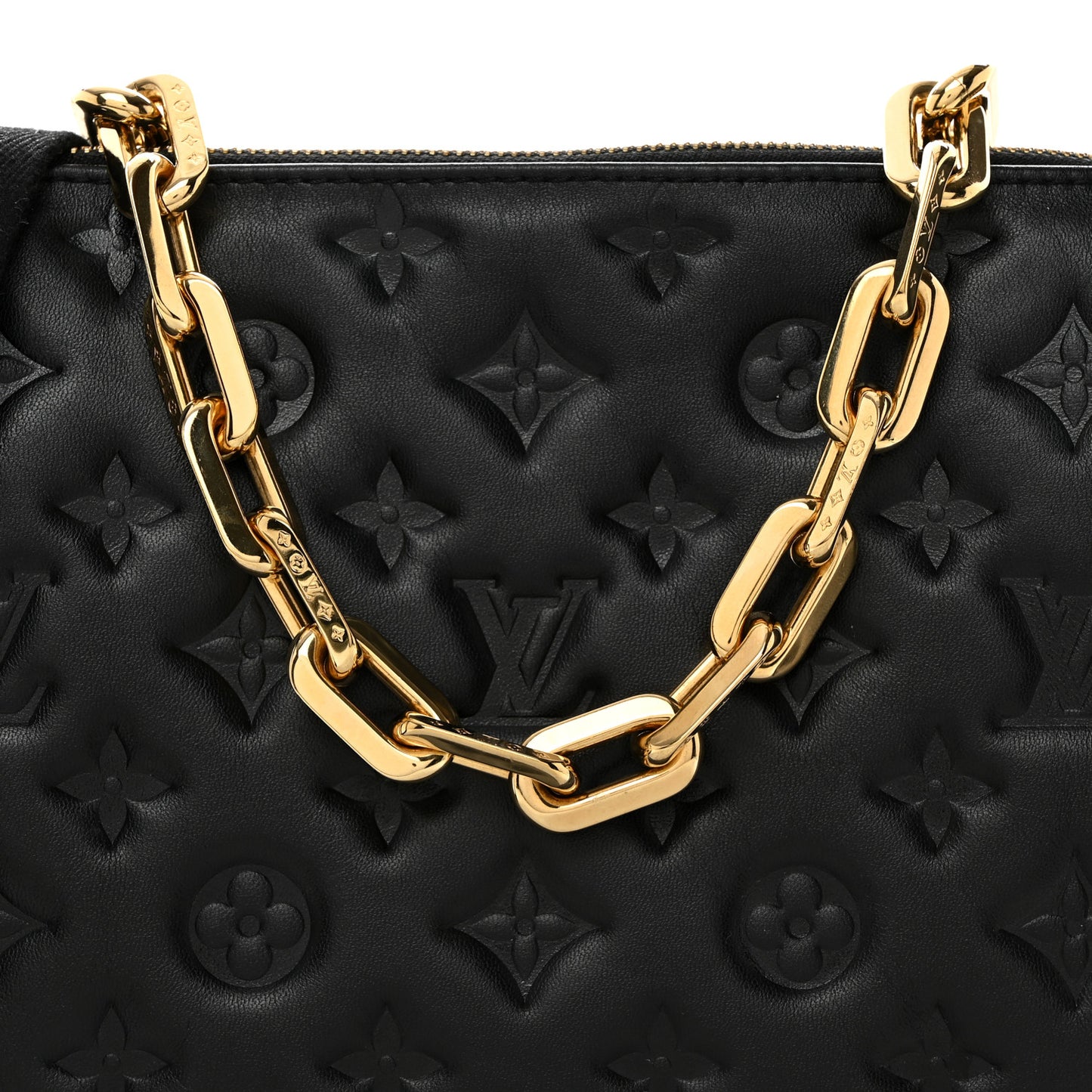 Lambskin Embossed Monogram Coussin PM Black