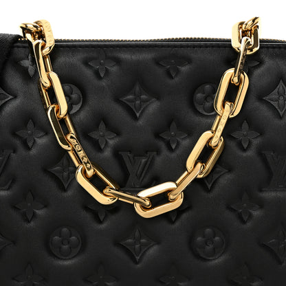 Louis Vuitton Lambskin Embossed Monogram Coussin PM Black 7 of 9