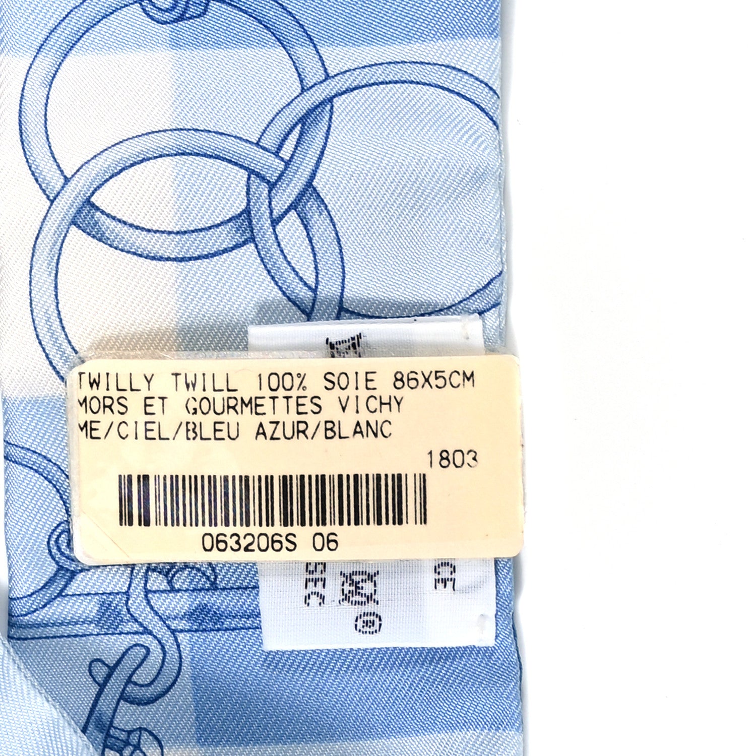 Hermes Silk Mors Et Gourmettes Vichy Twilly Ciel Bleu Azur Blanc 4 of 5