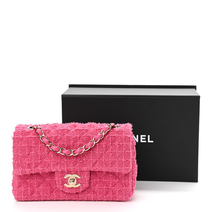 Chanel Wool Tweed Quilted Mini Rectangular Flap Dark Pink Fuchsia 11 of 11