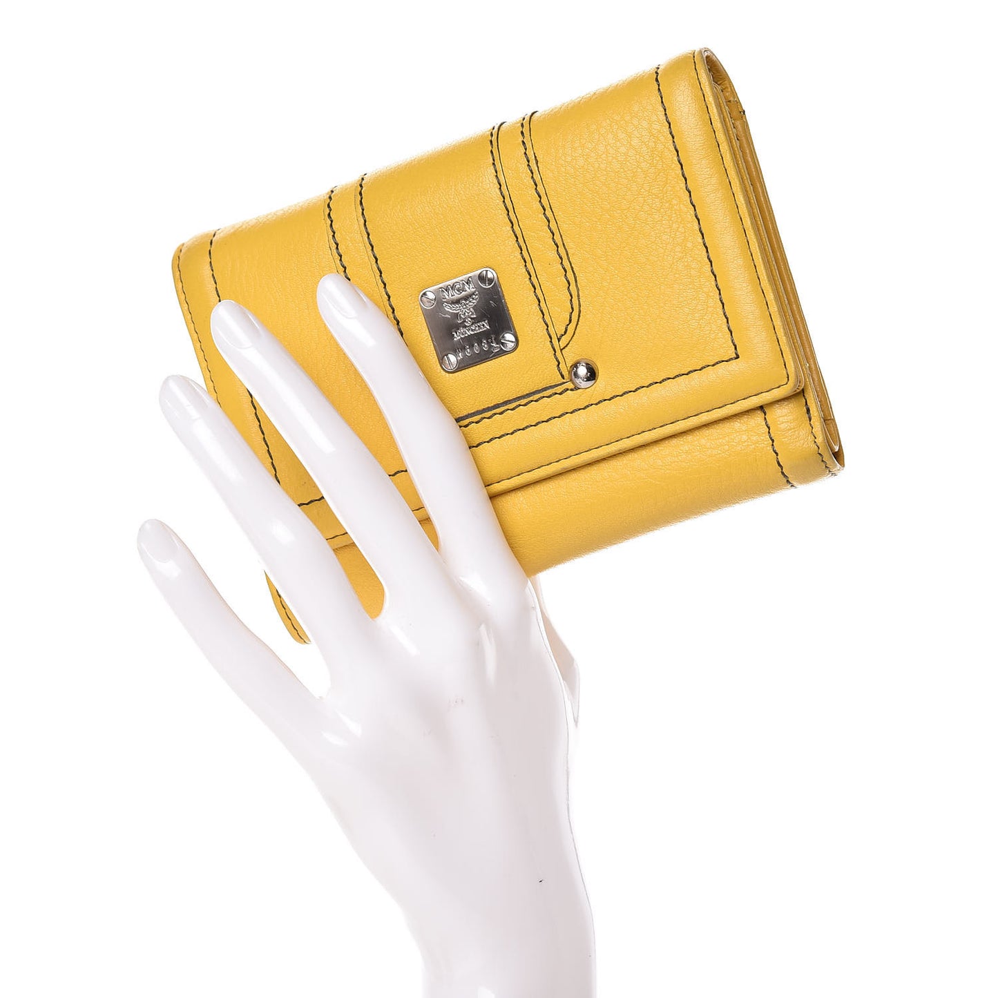 Calfskin Medium Tri-Fold Flap Wallet Yellow