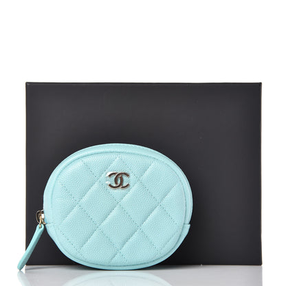 Chanel Caviar Quilted Zip Around Classic Coin Purse Light Blue 8 of 8