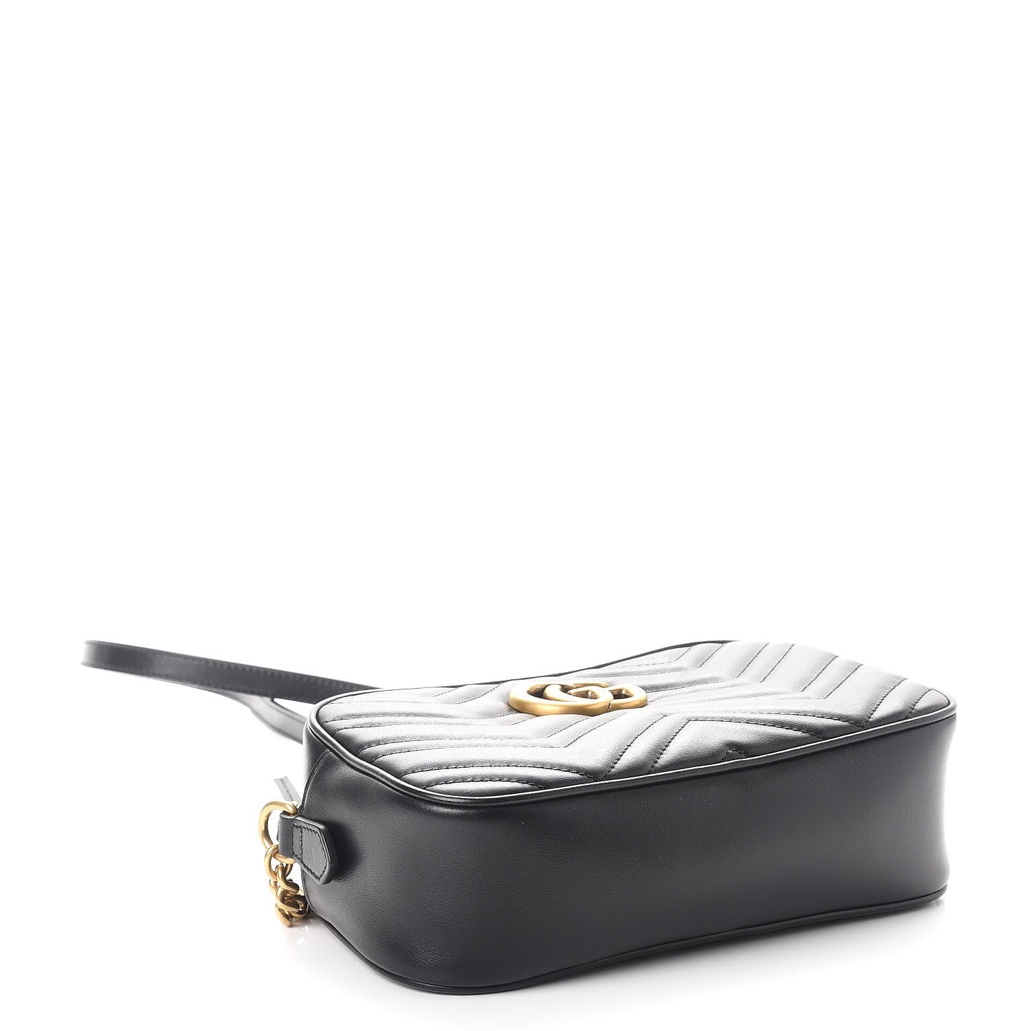 Gucci Calfskin Matelasse Small GG Marmont Chain Shoulder Bag Black 4 of 9